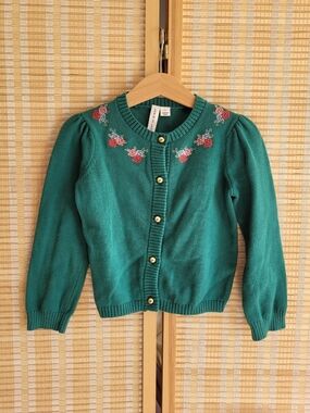 Janie & Jack Girl's Floral Embroided Cardigan